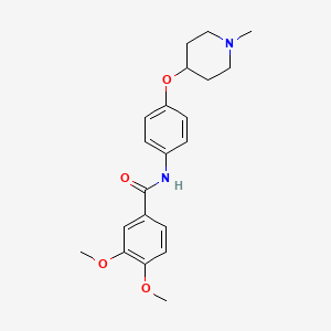 molecular formula C21H26N2O4 B4482324 3,4-dimethoxy-N-{4-[(1-methyl-4-piperidinyl)oxy]phenyl}benzamide 