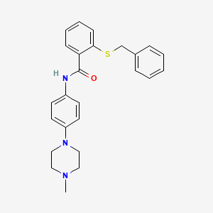 molecular formula C25H27N3OS B4482350 2-(benzylthio)-N-[4-(4-methyl-1-piperazinyl)phenyl]benzamide 