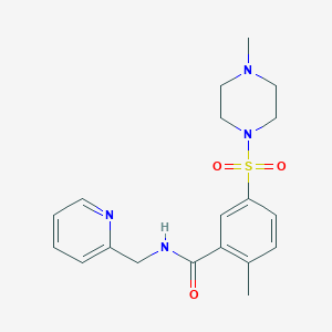 molecular formula C19H24N4O3S B4482392 2-methyl-5-[(4-methyl-1-piperazinyl)sulfonyl]-N-(2-pyridinylmethyl)benzamide 