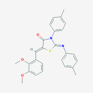 molecular formula C26H24N2O3S B448248 5-(2,3-Dimethoxybenzylidene)-3-(4-methylphenyl)-2-[(4-methylphenyl)imino]-1,3-thiazolidin-4-one 