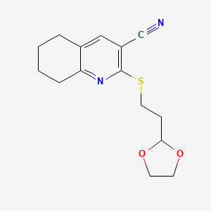 molecular formula C15H18N2O2S B4482524 2-[2-(1,3-Dioxolan-2-yl)ethylsulfanyl]-5,6,7,8-tetrahydroquinoline-3-carbonitrile 