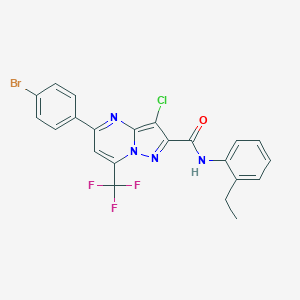 molecular formula C22H15BrClF3N4O B448253 5-(4-bromophenyl)-3-chloro-N-(2-ethylphenyl)-7-(trifluoromethyl)pyrazolo[1,5-a]pyrimidine-2-carboxamide 