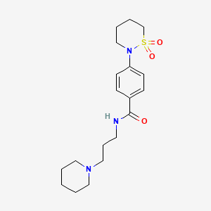 molecular formula C19H29N3O3S B4482533 4-(1,1-dioxido-1,2-thiazinan-2-yl)-N-[3-(1-piperidinyl)propyl]benzamide 