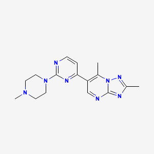 molecular formula C16H20N8 B4482544 2,7-Dimethyl-6-[2-(4-methylpiperazin-1-yl)pyrimidin-4-yl][1,2,4]triazolo[1,5-a]pyrimidine 