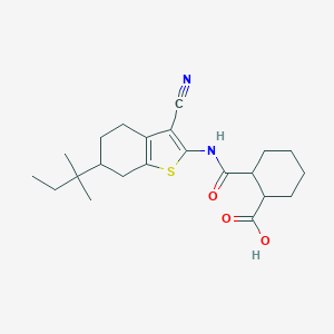 molecular formula C22H30N2O3S B448256 2-{[(3-Cyano-6-tert-pentyl-4,5,6,7-tetrahydro-1-benzothien-2-yl)amino]carbonyl}cyclohexanecarboxylic acid 