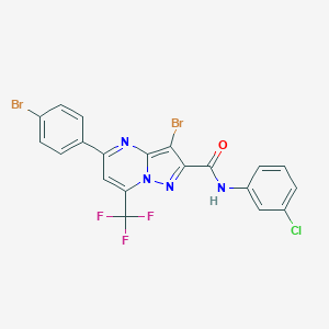 molecular formula C20H10Br2ClF3N4O B448259 3-bromo-5-(4-bromophenyl)-N-(3-chlorophenyl)-7-(trifluoromethyl)pyrazolo[1,5-a]pyrimidine-2-carboxamide 