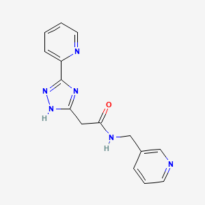 molecular formula C15H14N6O B4482617 2-[5-(Pyridin-2-yl)-2H-1,2,4-triazol-3-yl]-N-(pyridin-3-ylmethyl)acetamide 