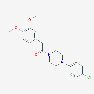 molecular formula C20H23ClN2O3 B448262 1-[4-(4-Chlorophenyl)piperazin-1-yl]-2-(3,4-dimethoxyphenyl)ethanone 