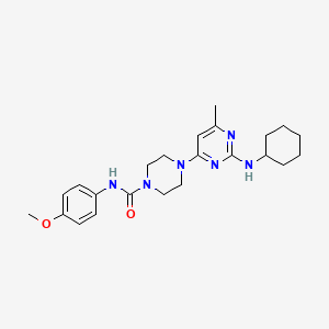 molecular formula C23H32N6O2 B4482635 4-[2-(cyclohexylamino)-6-methyl-4-pyrimidinyl]-N-(4-methoxyphenyl)-1-piperazinecarboxamide 