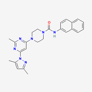 molecular formula C25H27N7O B4482647 4-[6-(3,5-dimethyl-1H-pyrazol-1-yl)-2-methyl-4-pyrimidinyl]-N-2-naphthyl-1-piperazinecarboxamide 