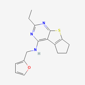 molecular formula C16H17N3OS B4482648 2-ethyl-N-(2-furylmethyl)-6,7-dihydro-5H-cyclopenta[4,5]thieno[2,3-d]pyrimidin-4-amine 