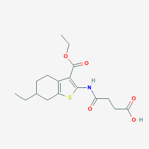 molecular formula C17H23NO5S B448273 4-{[3-(Ethoxycarbonyl)-6-ethyl-4,5,6,7-tetrahydro-1-benzothiophen-2-yl]amino}-4-oxobutanoic acid 