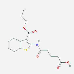 molecular formula C17H23NO5S B448278 5-Oxo-5-{[3-(propoxycarbonyl)-4,5,6,7-tetrahydro-1-benzothiophen-2-yl]amino}pentanoic acid 