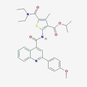 molecular formula C31H33N3O5S B448279 Isopropyl 5-[(diethylamino)carbonyl]-2-({[2-(4-methoxyphenyl)-4-quinolinyl]carbonyl}amino)-4-methyl-3-thiophenecarboxylate 