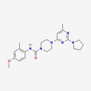 molecular formula C22H30N6O2 B4482847 N-(4-Methoxy-2-methylphenyl)-4-[6-methyl-2-(pyrrolidin-1-YL)pyrimidin-4-YL]piperazine-1-carboxamide 