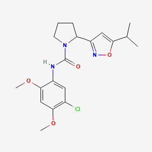 molecular formula C19H24ClN3O4 B4482868 N-(5-Chloro-2,4-dimethoxyphenyl)-2-[5-(propan-2-YL)-1,2-oxazol-3-YL]pyrrolidine-1-carboxamide 