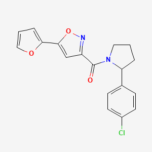 molecular formula C18H15ClN2O3 B4482897 3-{[2-(4-chlorophenyl)-1-pyrrolidinyl]carbonyl}-5-(2-furyl)isoxazole 