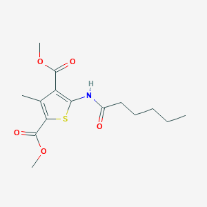 molecular formula C15H21NO5S B448290 Dimethyl 5-(hexanoylamino)-3-methylthiophene-2,4-dicarboxylate 