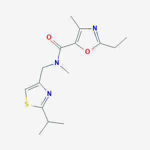 molecular formula C15H21N3O2S B4482909 2-ethyl-N-[(2-isopropyl-1,3-thiazol-4-yl)methyl]-N,4-dimethyl-1,3-oxazole-5-carboxamide 