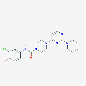 molecular formula C21H26ClFN6O B4482918 N-(3-chloro-4-fluorophenyl)-4-[6-methyl-2-(1-piperidinyl)-4-pyrimidinyl]-1-piperazinecarboxamide 