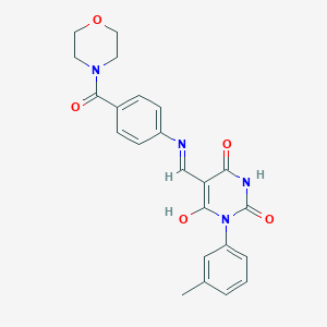 molecular formula C23H22N4O5 B448292 1-(3-methylphenyl)-5-{[4-(4-morpholinylcarbonyl)anilino]methylene}-2,4,6(1H,3H,5H)-pyrimidinetrione 