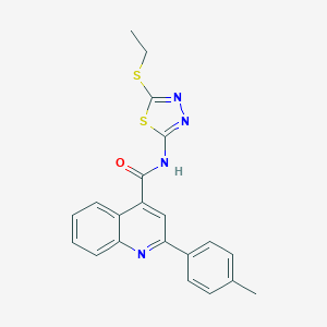 molecular formula C21H18N4OS2 B448297 N-[5-(ethylsulfanyl)-1,3,4-thiadiazol-2-yl]-2-(4-methylphenyl)quinoline-4-carboxamide 