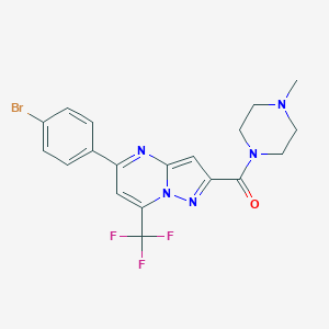 molecular formula C19H17BrF3N5O B448298 [5-(4-Bromophenyl)-7-(trifluoromethyl)pyrazolo[1,5-a]pyrimidin-2-yl](4-methylpiperazino)methanone 