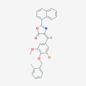 molecular formula C29H22BrNO4 B448305 4-{3-bromo-5-methoxy-4-[(2-methylbenzyl)oxy]benzylidene}-2-(1-naphthyl)-1,3-oxazol-5(4H)-one 