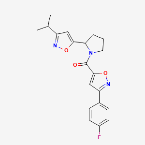 molecular formula C20H20FN3O3 B4483081 5-{1-[3-(4-Fluorophenyl)-1,2-oxazole-5-carbonyl]pyrrolidin-2-YL}-3-(propan-2-YL)-1,2-oxazole 