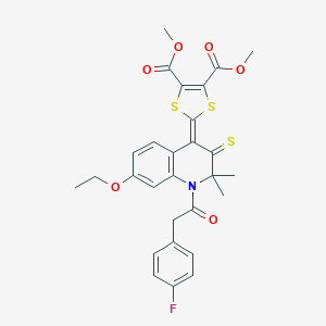 dimethyl 2-(7-ethoxy-1-[(4-fluorophenyl)acetyl]-2,2-dimethyl-3-thioxo-2,3-dihydro-4(1H)-quinolinylidene)-1,3-dithiole-4,5-dicarboxylate