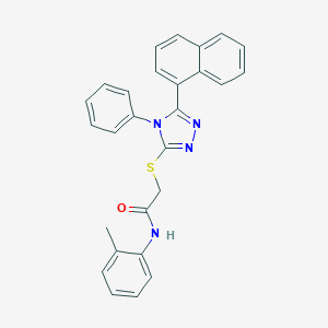 molecular formula C27H22N4OS B448310 N-(2-methylphenyl)-2-{[5-(1-naphthyl)-4-phenyl-4H-1,2,4-triazol-3-yl]sulfanyl}acetamide 