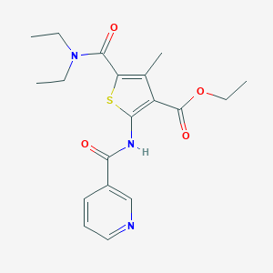 molecular formula C19H23N3O4S B448315 Ethyl 5-(diethylcarbamoyl)-4-methyl-2-[(pyridin-3-ylcarbonyl)amino]thiophene-3-carboxylate 