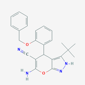 molecular formula C24H24N4O2 B448318 6-Amino-4-[2-(benzyloxy)phenyl]-3-tert-butyl-1,4-dihydropyrano[2,3-c]pyrazole-5-carbonitrile 