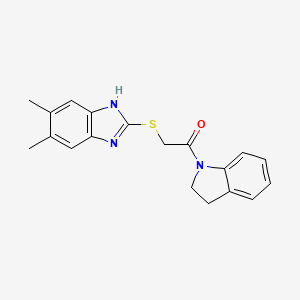 2-(2,3-dihydro-1H-indol-1-yl)-2-oxoethyl 5,6-dimethyl-1H-benzimidazol-2-yl sulfide