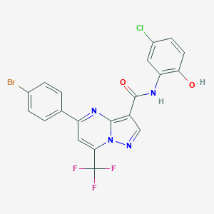 molecular formula C20H11BrClF3N4O2 B448325 5-(4-bromophenyl)-N-(5-chloro-2-hydroxyphenyl)-7-(trifluoromethyl)pyrazolo[1,5-a]pyrimidine-3-carboxamide 