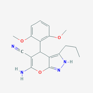 molecular formula C18H20N4O3 B448326 6-Amino-4-(2,6-dimethoxyphenyl)-3-propyl-2,4-dihydropyrano[2,3-c]pyrazole-5-carbonitrile 