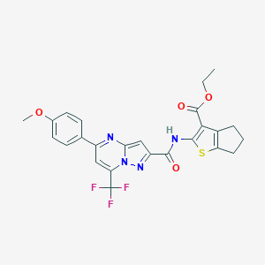 ethyl 2-({[5-(4-methoxyphenyl)-7-(trifluoromethyl)pyrazolo[1,5-a]pyrimidin-2-yl]carbonyl}amino)-5,6-dihydro-4H-cyclopenta[b]thiophene-3-carboxylate