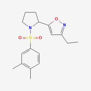 molecular formula C17H22N2O3S B4483366 5-[1-(3,4-Dimethylbenzenesulfonyl)pyrrolidin-2-YL]-3-ethyl-1,2-oxazole 