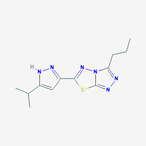 molecular formula C12H16N6S B4483441 6-(3-isopropyl-1H-pyrazol-5-yl)-3-propyl[1,2,4]triazolo[3,4-b][1,3,4]thiadiazole 