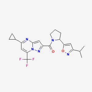 5-{1-[5-Cyclopropyl-7-(trifluoromethyl)pyrazolo[1,5-A]pyrimidine-2-carbonyl]pyrrolidin-2-YL}-3-(propan-2-YL)-1,2-oxazole