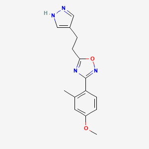 molecular formula C15H16N4O2 B4483507 3-(4-methoxy-2-methylphenyl)-5-[2-(1H-pyrazol-4-yl)ethyl]-1,2,4-oxadiazole 