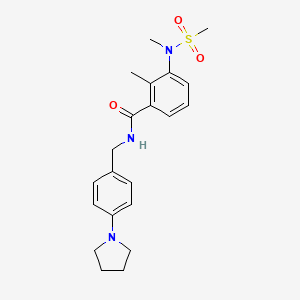 molecular formula C21H27N3O3S B4483510 2-METHYL-3-(N-METHYLMETHANESULFONAMIDO)-N-{[4-(PYRROLIDIN-1-YL)PHENYL]METHYL}BENZAMIDE 