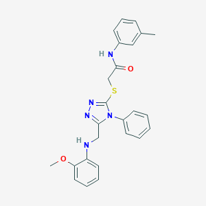 molecular formula C25H25N5O2S B448369 2-({5-[(2-methoxyanilino)methyl]-4-phenyl-4H-1,2,4-triazol-3-yl}sulfanyl)-N-(3-methylphenyl)acetamide 