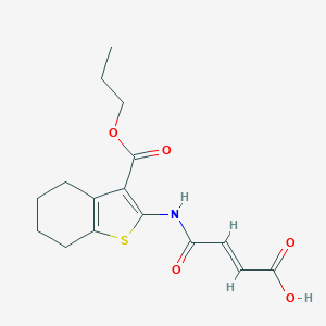 molecular formula C16H19NO5S B448373 4-Oxo-4-{[3-(propoxycarbonyl)-4,5,6,7-tetrahydro-1-benzothien-2-yl]amino}-2-butenoic acid 