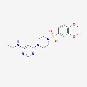 molecular formula C19H25N5O4S B4483735 6-[4-(2,3-dihydro-1,4-benzodioxin-6-ylsulfonyl)-1-piperazinyl]-N-ethyl-2-methyl-4-pyrimidinamine 