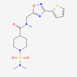 molecular formula C15H21N5O4S2 B4483748 1-(dimethylsulfamoyl)-N-{[3-(thiophen-2-yl)-1,2,4-oxadiazol-5-yl]methyl}piperidine-4-carboxamide 