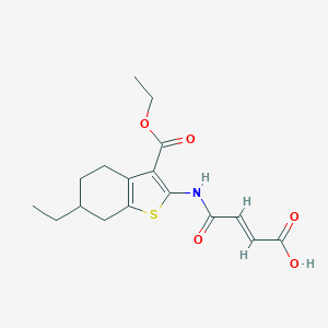 molecular formula C17H21NO5S B448377 4-{[3-(Ethoxycarbonyl)-6-ethyl-4,5,6,7-tetrahydro-1-benzothien-2-yl]amino}-4-oxo-2-butenoic acid 