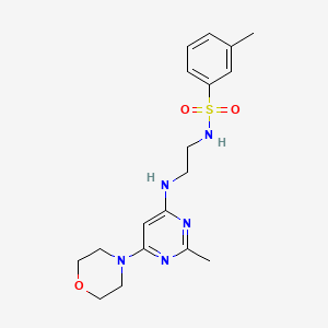 molecular formula C18H25N5O3S B4483772 3-methyl-N-(2-{[2-methyl-6-(4-morpholinyl)-4-pyrimidinyl]amino}ethyl)benzenesulfonamide 