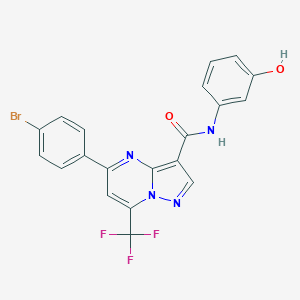 molecular formula C20H12BrF3N4O2 B448378 5-(4-bromophenyl)-N-(3-hydroxyphenyl)-7-(trifluoromethyl)pyrazolo[1,5-a]pyrimidine-3-carboxamide 
