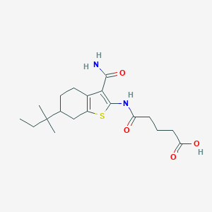 molecular formula C19H28N2O4S B448380 5-{[3-(Aminocarbonyl)-6-(tert-pentyl)-4,5,6,7-tetrahydro-1-benzothiophen-2-yl]amino}-5-oxopentanoic acid 